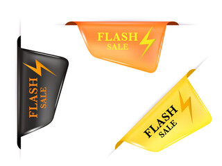3D Flash sale label banner with thunderbolts design for web shopping online or social media. Flash Sale editable vector text effect.