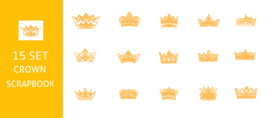 set of 15 scrapbook crowns on white background