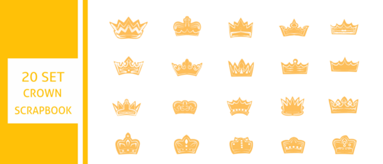 set of 20 Scrapbook crowns on white background