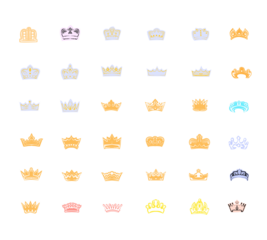 Scrapbook crown collection on white background