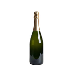 Bottle of champagne with golden foil cap isolated on transparent background	