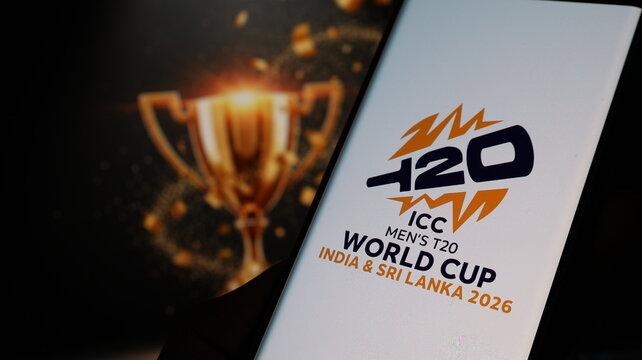 New Delhi, India - January 19 2026: ICC Men's T20 World Cup 2026 India & Sri Lanka Logo and Trophy
