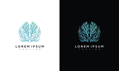 Obraz premium Tree Logo Design Concept with Stylized Branches and Leaves on Contrasting Backgrounds