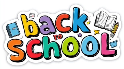 A Colorful Back to School Design with various School Objects and Text