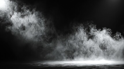 Abstract smoky fog in the dark environment, with a spot light