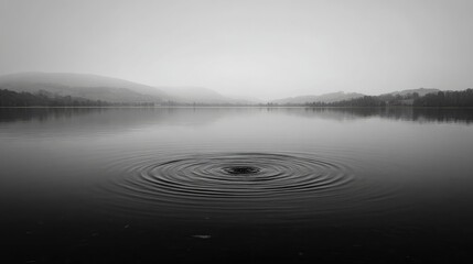 Ripples on the tranquil water surface creating mesmerizing circular patterns in the serene environment