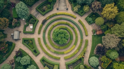 Intricate garden labyrinth