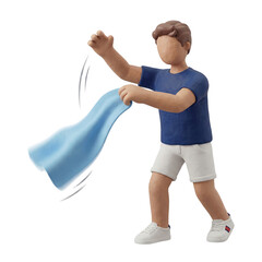 Faceless 3D Clay Male Character Snapping Cooling Towel Isolated