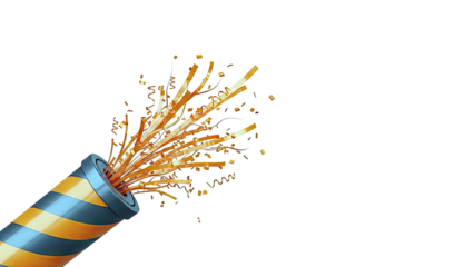 Confetti Popper Exploding Orange Streamers and Squares