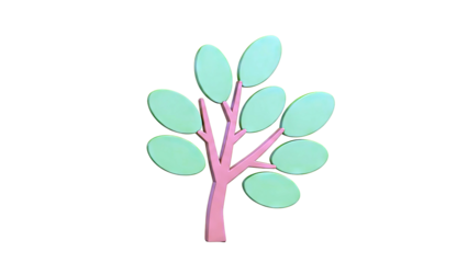 Simple 3D stylized tree with green oval leaves