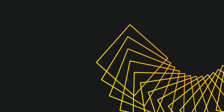 Background line radial pattern square orange on black color. Technology banner template