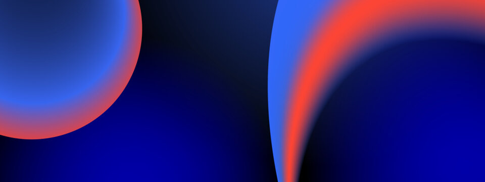 A sleek electric blue abstract background featuring a sweeping curve highlighted by a fiery red and orange glow