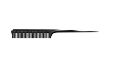 Black rat tail comb showing an essential tool for professional hair stylists, barbers, and home users, transparent background