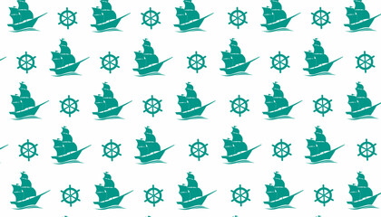 Nautical Ship Seamless Pattern Minimal Gray for Textile and Wallpaper