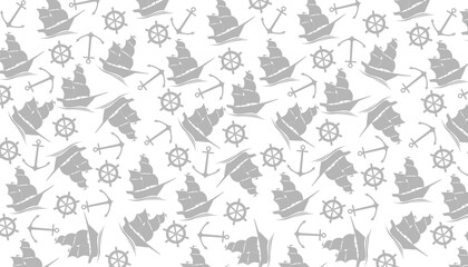 Nautical Ship Seamless Pattern Minimal Gray for Textile and Wallpaper