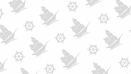 Nautical Ship Seamless Pattern Minimal Gray for Textile and Wallpaper