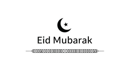 Fototapeta premium Eid Mubarak greeting with crescent moon and star icon.