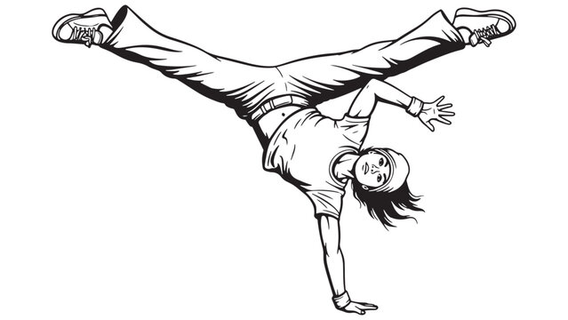 Breakdancer OneHand Freeze Silhouette Representing Urban Skill Athletic Movement and Street Culture Vector Illustration