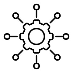 Obraz premium Logistics allocation icon representing supply chain network optimization, resource planning, and coordinated distribution management across multiple nodes.