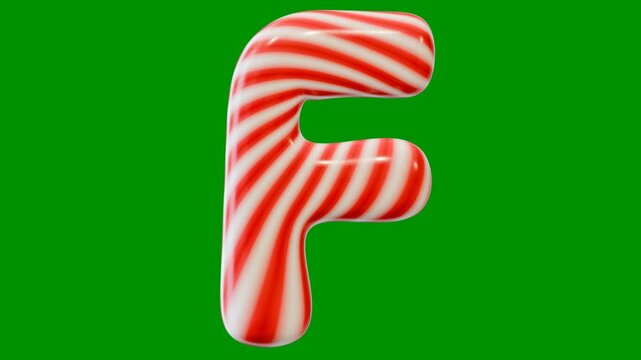 Alphabet animation from A-Z on green screen background. Alphabet animation in Peppermint Candy theme. Suitable for children's learning. Green screen background.