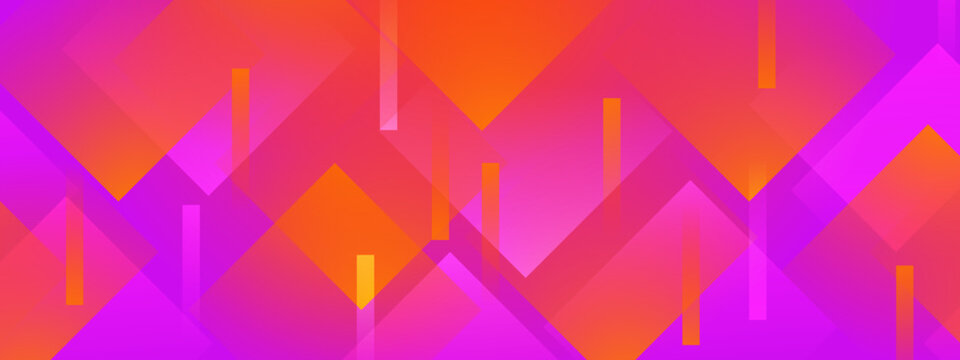 Vibrant abstract design with overlapping diamond shapes and neon vertical lines on a bright pink gradient
