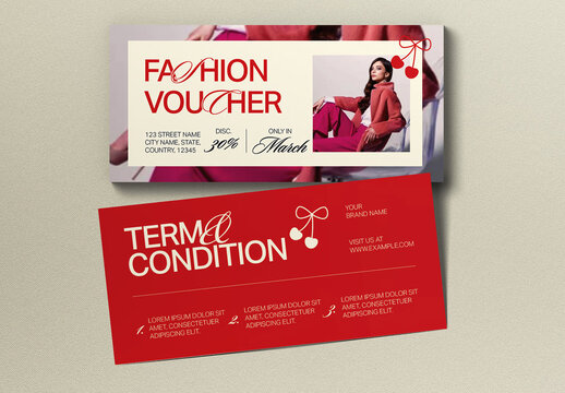 Red And White Minimalist Fashion Sale Voucher