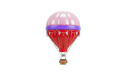 Obraz premium 3D Render of a Pink and Red Hot Air Balloon with a Wicker Basket