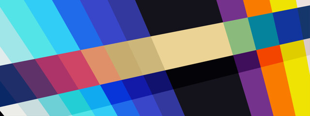 Multicolored geometric composition of overlapping transparent planes creating a complex perspective pattern