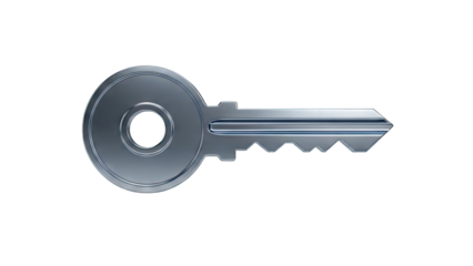 Silver Key on White Background