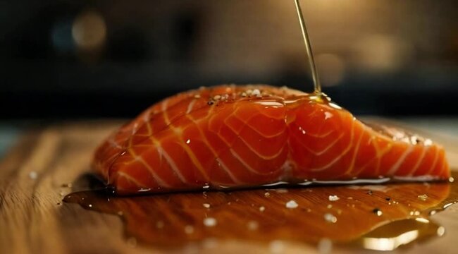 smoked salmon on a black background