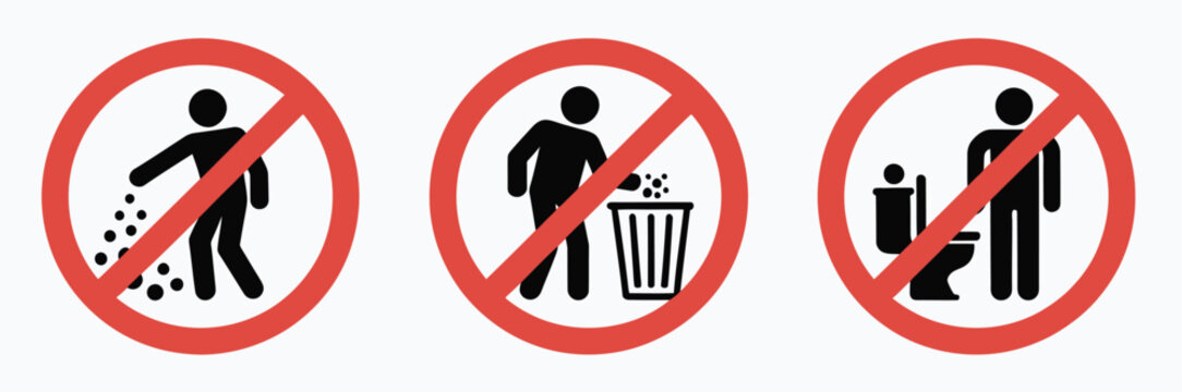 Do Not Litter rubbish trash logo, no littering toilet sign symbol, classic vector illustration on transparent background.