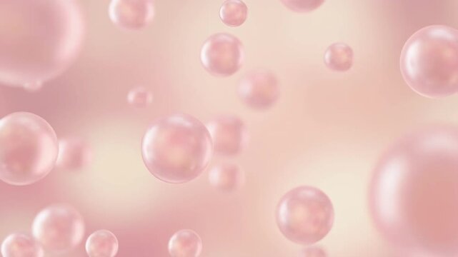 Delicate pink bubbles floating softly in a dreamy background for spa and beauty themes