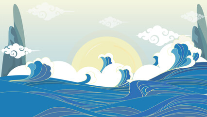 Japanese style sea background
