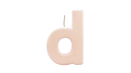 Peach-colored Letter 'd' Candle with Twine Wick