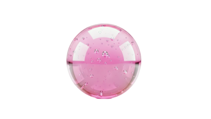 Pink Sphere with Bubbles and Liquid
