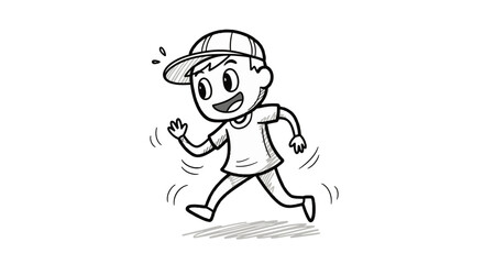Cartoon boy running with enthusiasm and energy.