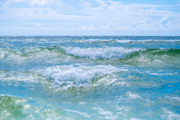 Fototapeta premium Sea with clear reflection. Sea with natural water. Sea on marine shoreline. Sea with tranquil motion.