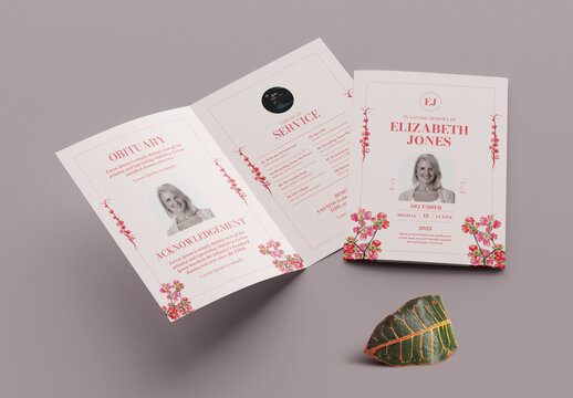 Funeral Program Memorial Service Obituary Layout