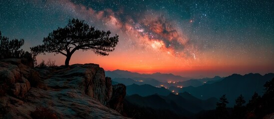 Majestic mountain vista at twilight