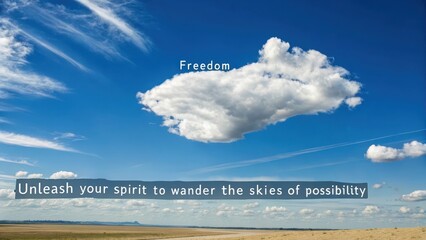 A solitary white cloud floats serenely against a vast azure sky, inspiring dreams of freedom and endless possibilities