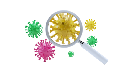 Magnifying Glass Over Coronavirus Particles