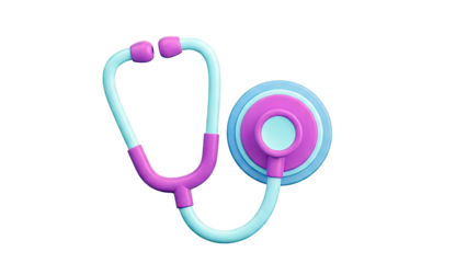 3D Rendered Stethoscope with Purple and Teal Colors