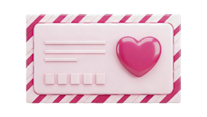 Pink 3D Heart Card with Candy Cane Border