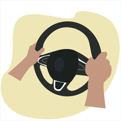 hands holding the steering wheel
