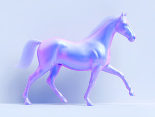 Obraz premium Holographic horse 3D animal figure with smooth anatomy and pastel gradient surface