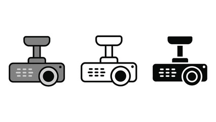 Obraz premium Three different colored projector icons on a white background