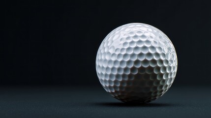 A single white golf ball sits on a dark background