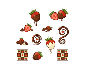 strawberry chocolate vector collection

