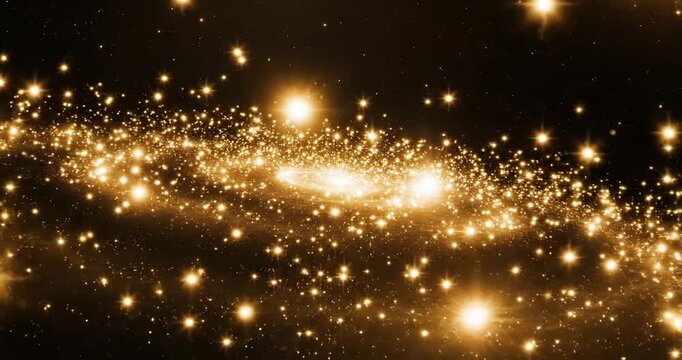 Golden Sparkles in Space Video.
