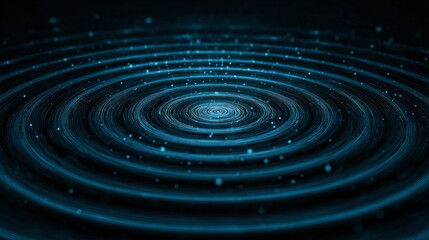 Abstract blue circles radiating outward, creating a sense of energy and movement